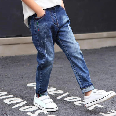 Fashion Jeans for Kids Boys Denim Long Pants Spring Autumn Slim Jeans Young Boy Cowboy Trousers Elastic Waist Pants