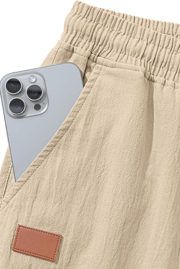 TARAINYA Pantalón Lino Hombre en Mezcla de Algodón y Lino con Cordón Ajustable y Bolsillos Ideal para Practicar Yoga y para la Playa