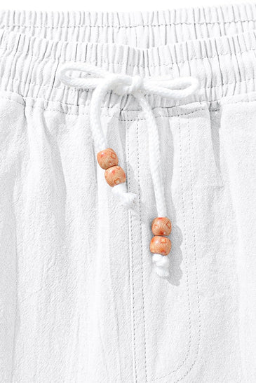 TARAINYA Pantalón Lino Hombre en Mezcla de Algodón y Lino con Cordón Ajustable y Bolsillos Ideal para Practicar Yoga y para la Playa