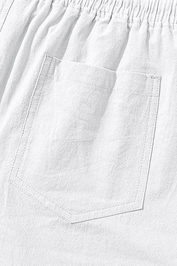 TARAINYA Pantalón Lino Hombre en Mezcla de Algodón y Lino con Cordón Ajustable y Bolsillos Ideal para Practicar Yoga y para la Playa