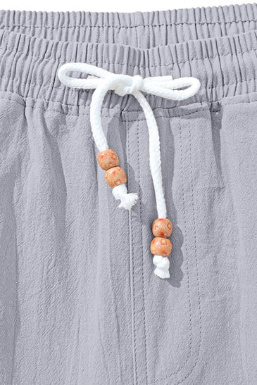 TARAINYA Pantalón Lino Hombre en Mezcla de Algodón y Lino con Cordón Ajustable y Bolsillos Ideal para Practicar Yoga y para la Playa