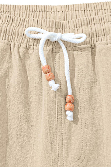 TARAINYA Pantalón Lino Hombre en Mezcla de Algodón y Lino con Cordón Ajustable y Bolsillos Ideal para Practicar Yoga y para la Playa