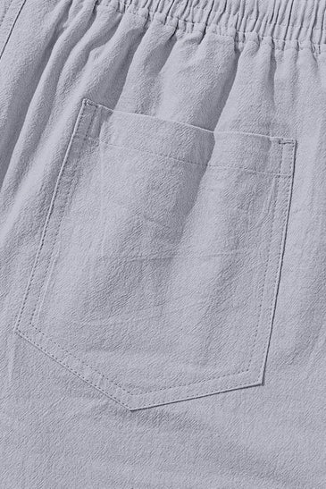 TARAINYA Pantalón Lino Hombre en Mezcla de Algodón y Lino con Cordón Ajustable y Bolsillos Ideal para Practicar Yoga y para la Playa