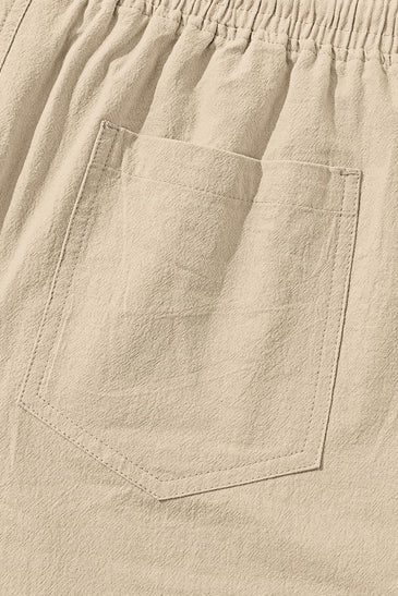 TARAINYA Pantalón Lino Hombre en Mezcla de Algodón y Lino con Cordón Ajustable y Bolsillos Ideal para Practicar Yoga y para la Playa