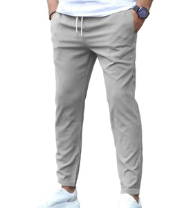 Men'S Tapered Pants with Elastic Waistband and Drawstring