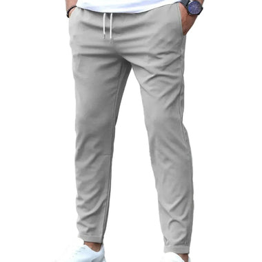 Men'S Tapered Pants with Elastic Waistband and Drawstring